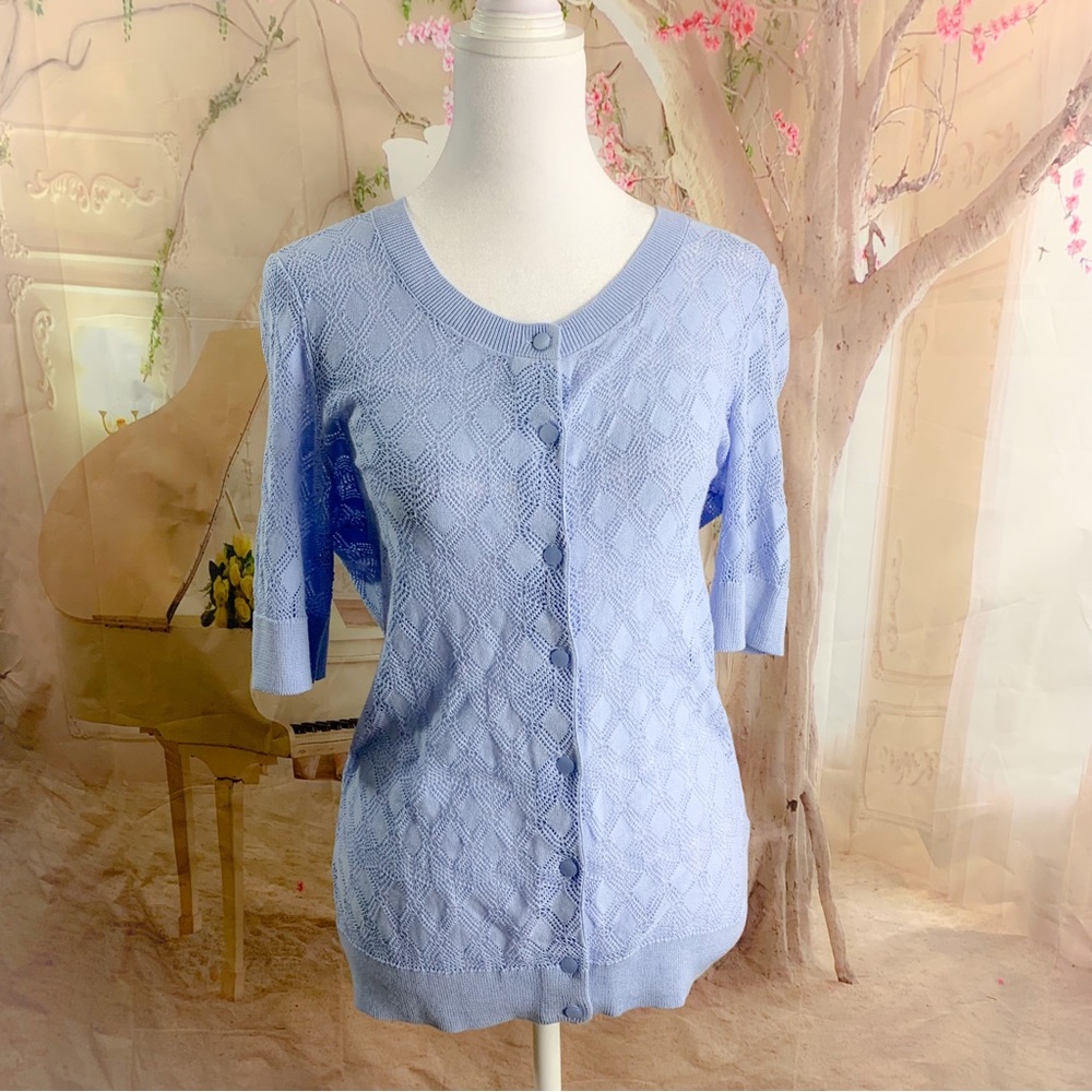 NEW Talbots Knit Button Down Short Sleeve Cardigan